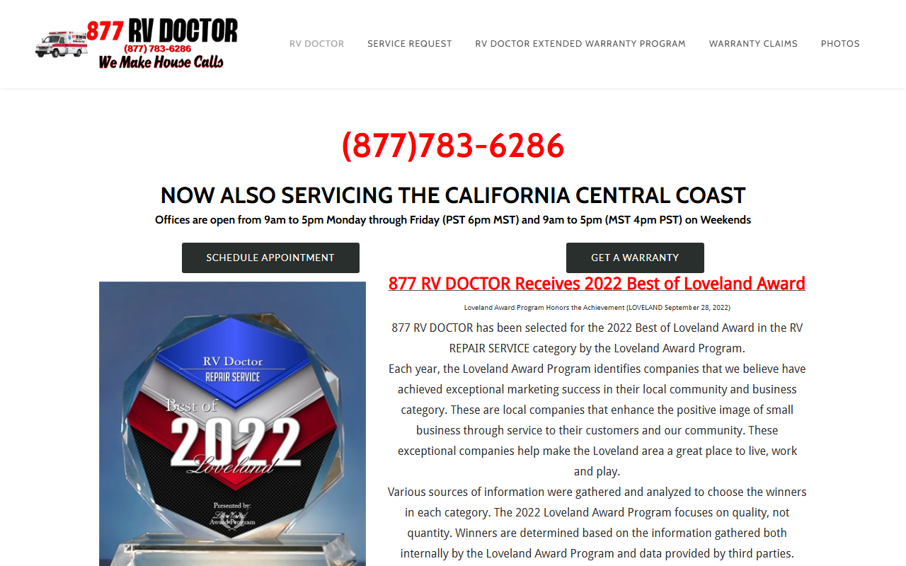 877rvdoctor.com screenshot