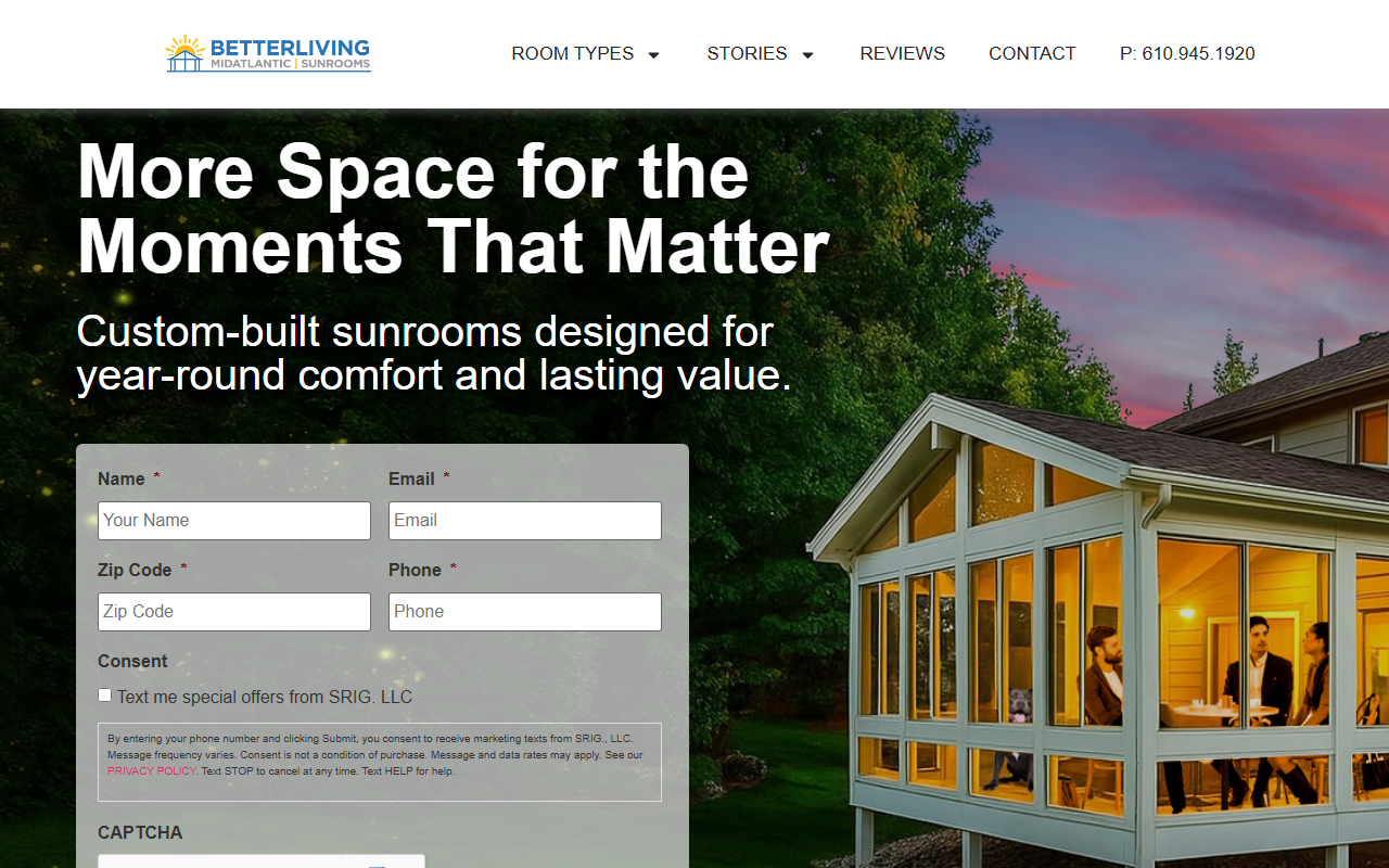 877sunrooms.com screenshot
