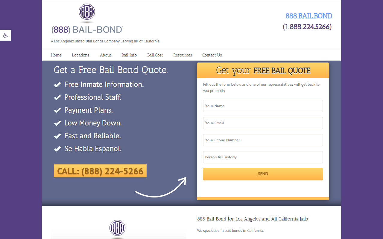 888bailbond.com screenshot
