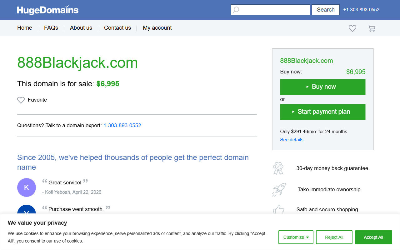 888blackjack.com screenshot