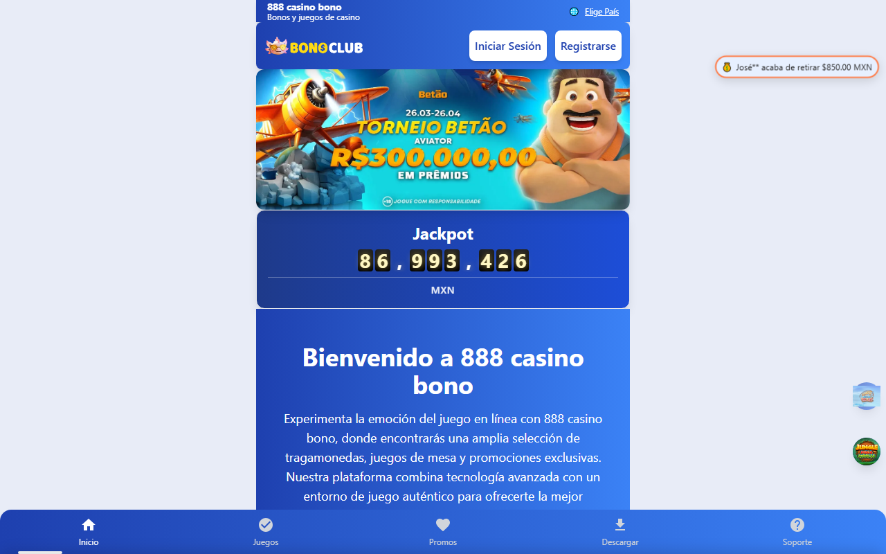 888casinobono.com screenshot