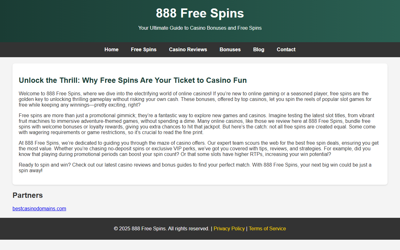 888freespins.com screenshot