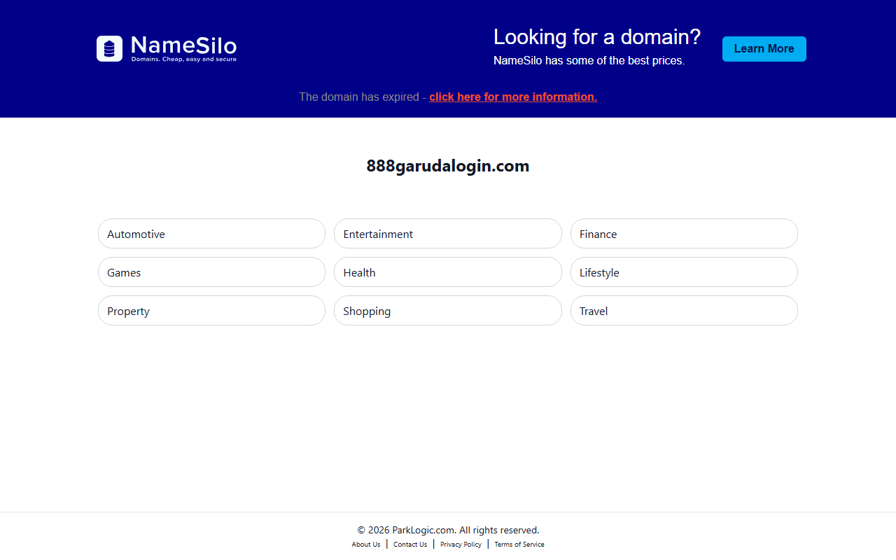 888garudalogin.com screenshot