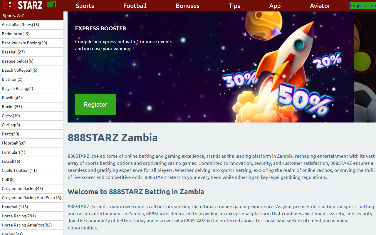888starzambia.com screenshot