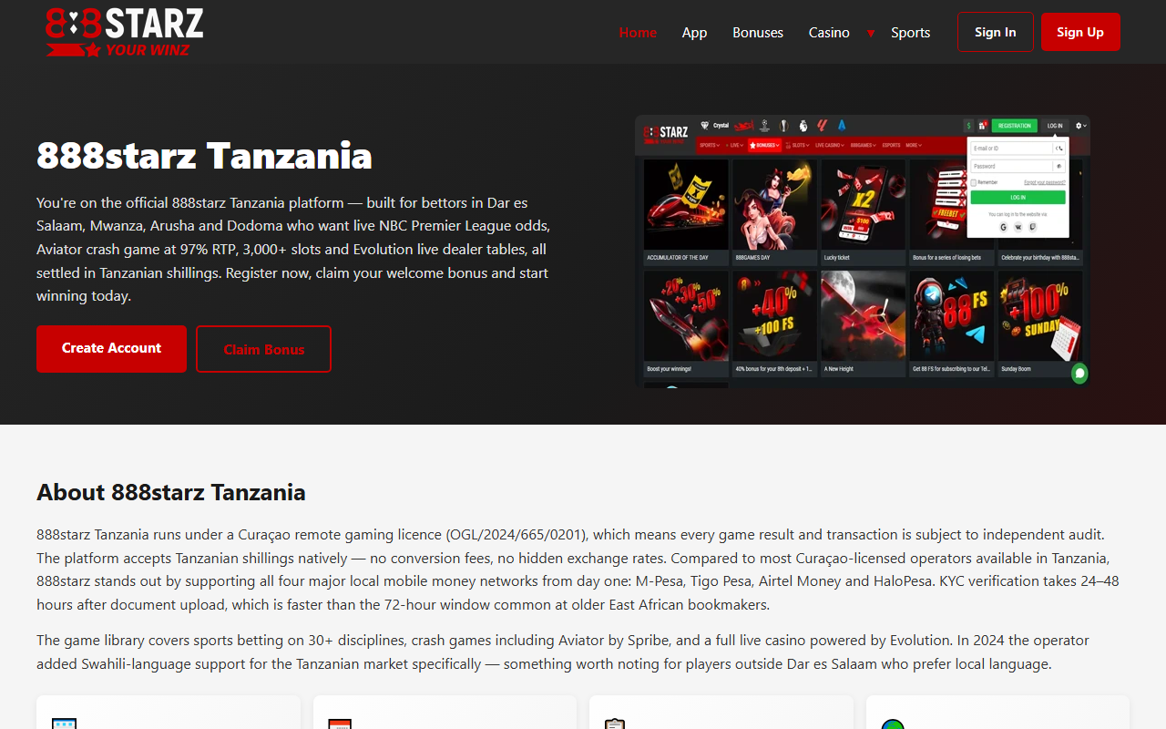 888starztanzania.com screenshot
